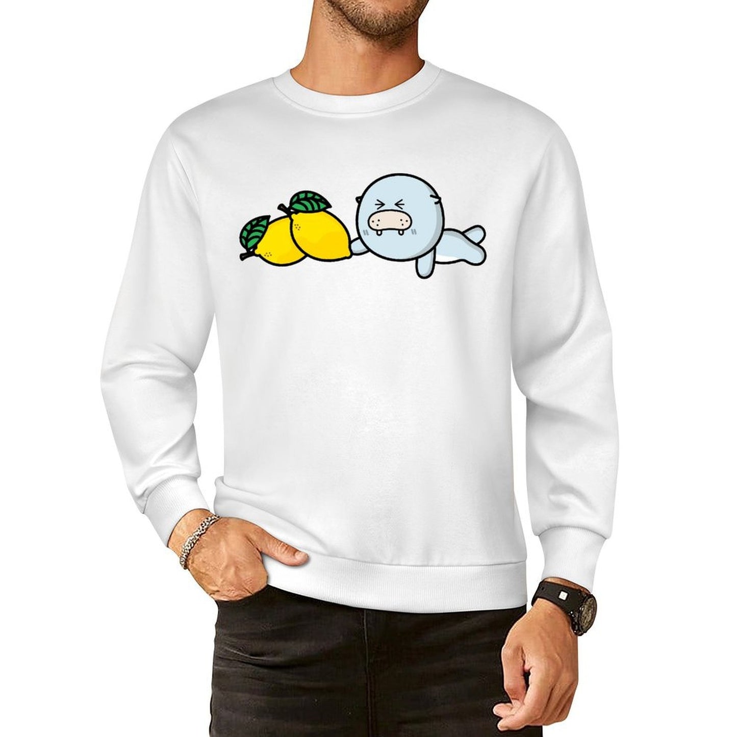 Front Patterned Long Sleeve TopCrewneck Original