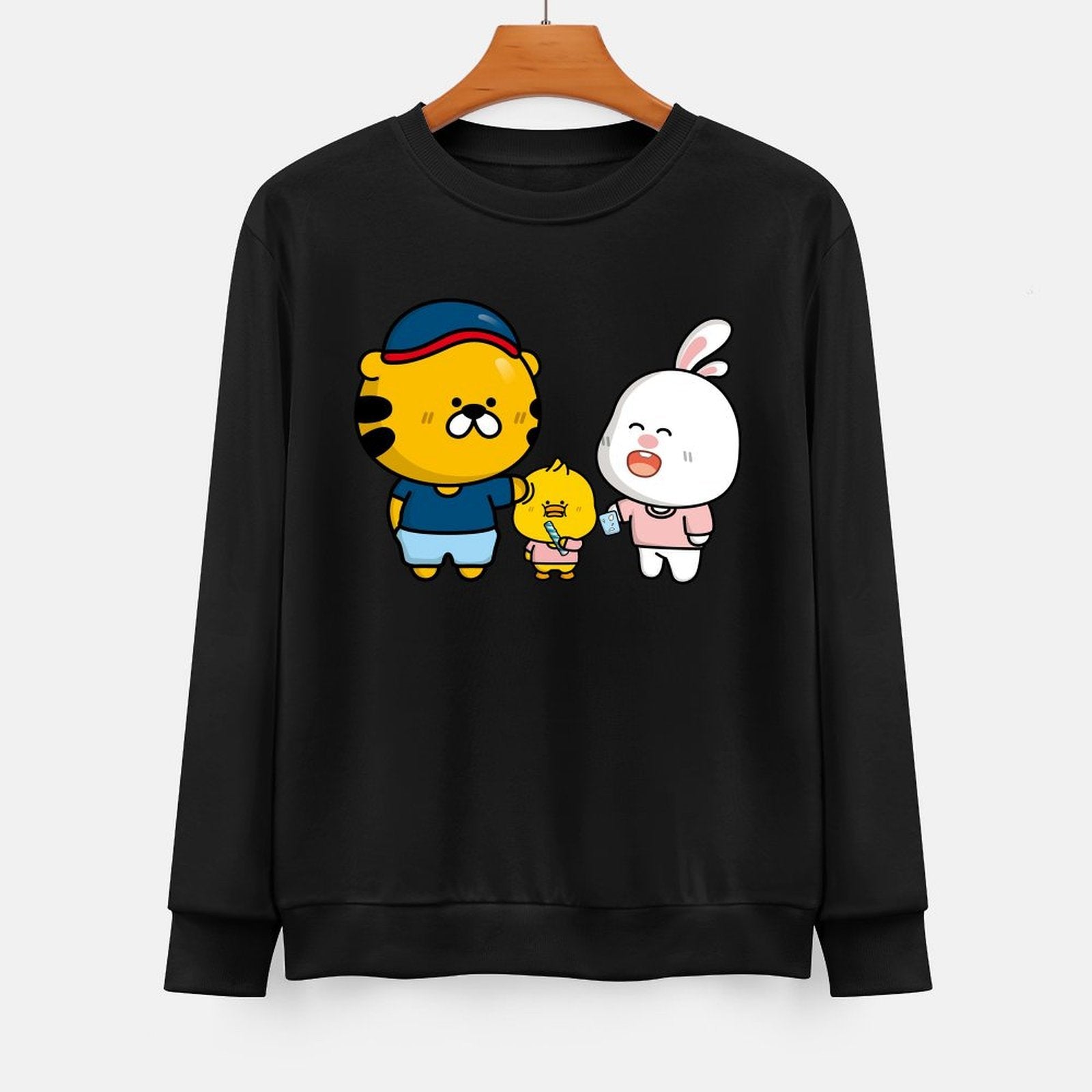  Front Patterned Long Sleeve TopOversized LooseFit