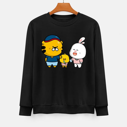  Front Patterned Long Sleeve TopOversized LooseFit