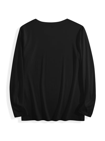 180g pure cotton crew neck long-sleeved shirt black