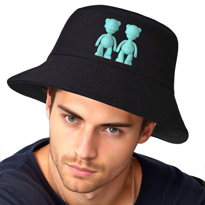 Soft Nylon Black Bucket Hat with Stylish Print