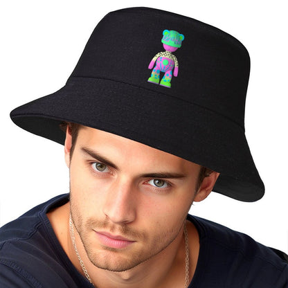 Lightweight Black Bucket Hat with Street Print