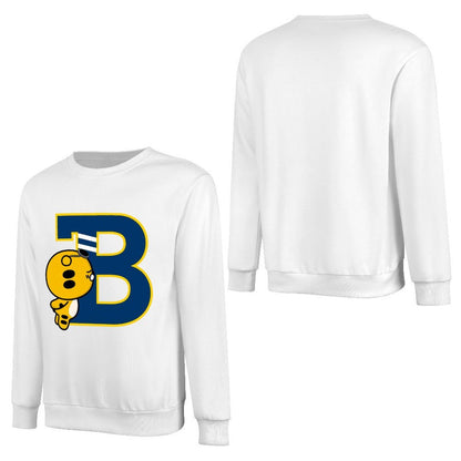 Front Patterned Long Sleeve TopOversized Double-Stitched