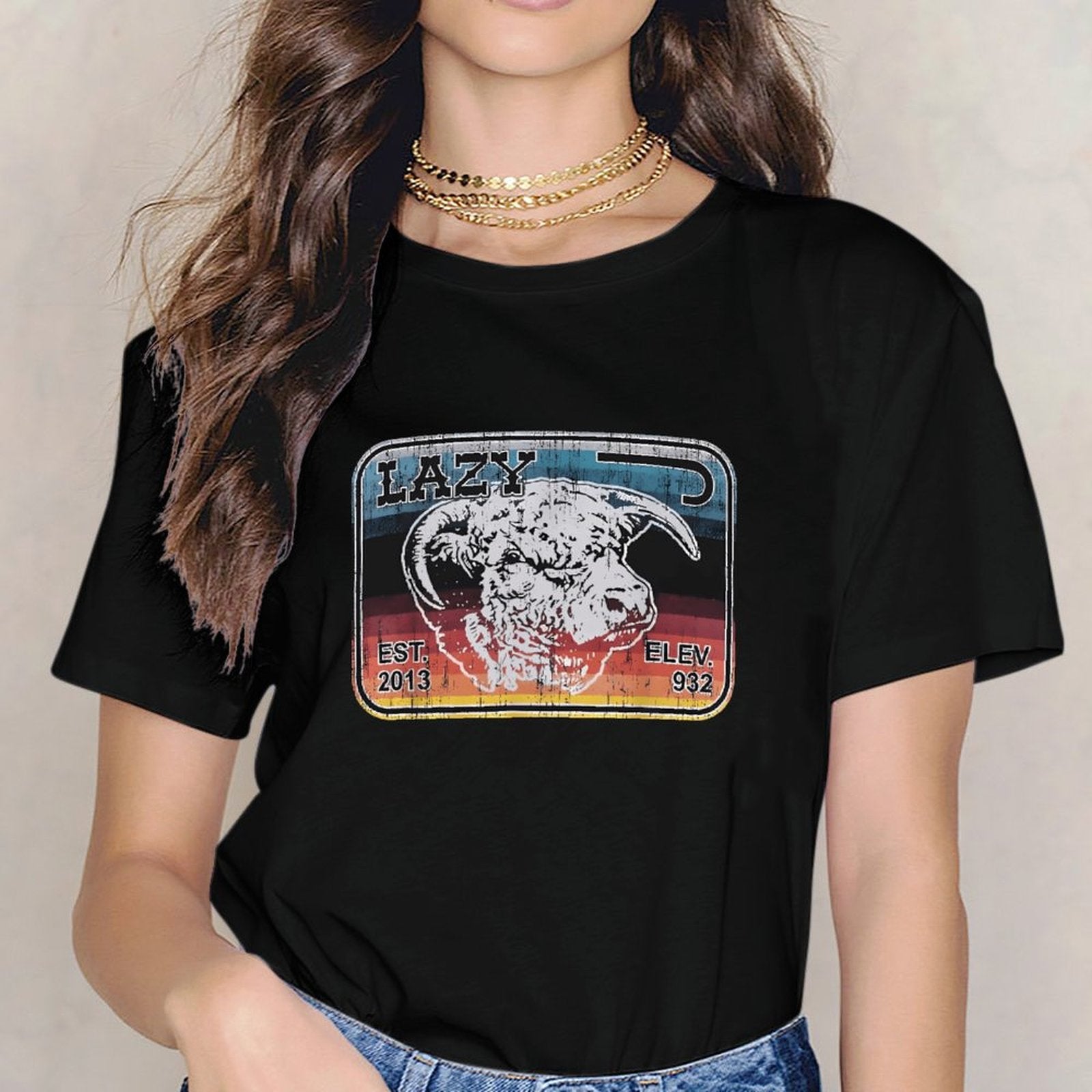 Inkmay Casual  Cotton T-shirt Abstract Artistic Profile With Geometric Elements Unisex T-shirtSoftWear Shrink-Resistant T-Shirt