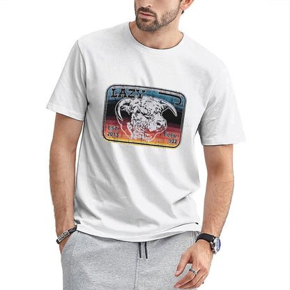 Inkmay Casual  Cotton T-shirt Abstract Artistic Profile With Geometric Elements Unisex T-shirtSoftWear Shrink-Resistant T-Shirt