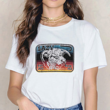Inkmay Casual  Cotton T-shirt Abstract Artistic Profile With Geometric Elements Unisex T-shirtSoftWear Shrink-Resistant T-Shirt