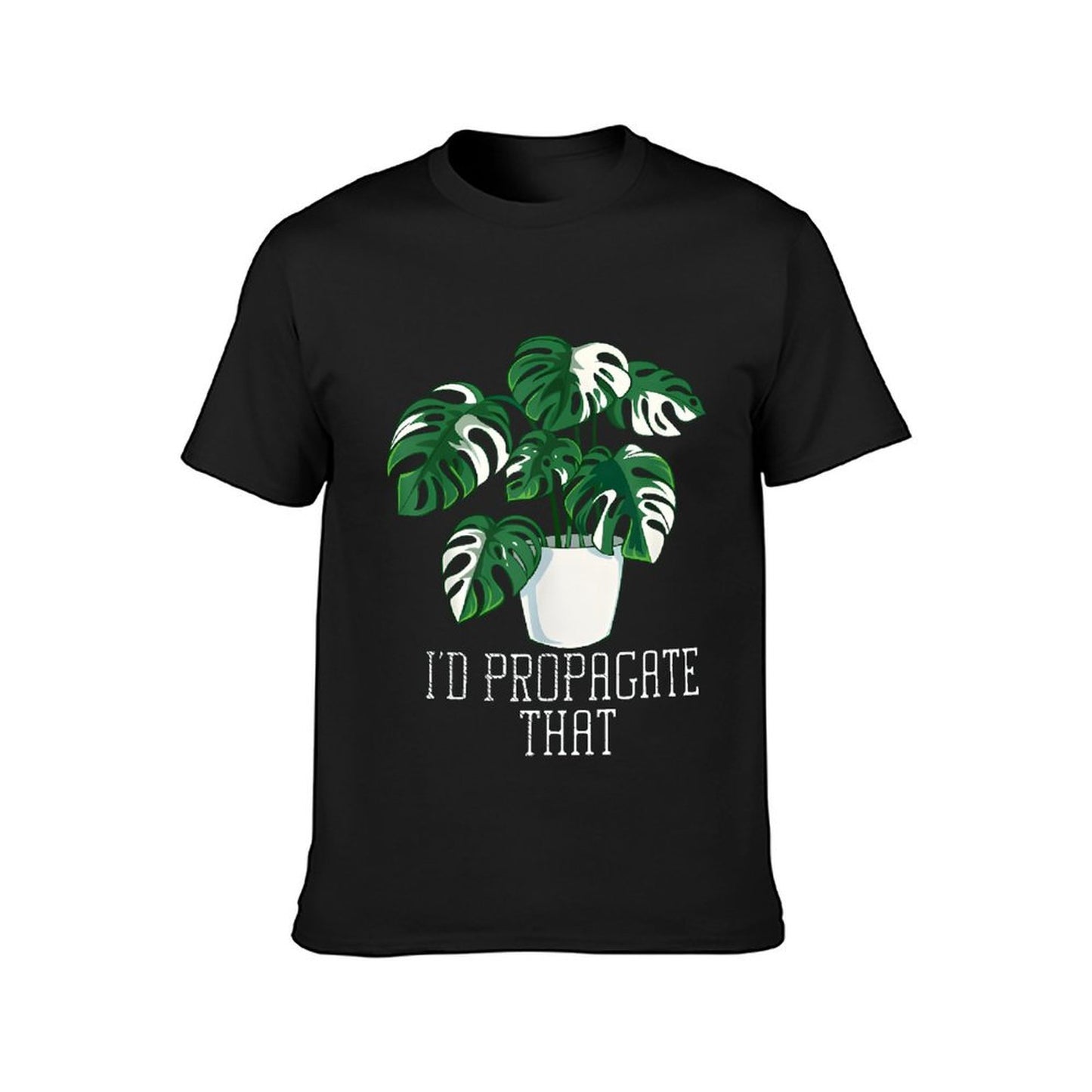 Inkmay Casual  Cotton T-shirt Green Plant In White Pot Holder Unisex T-shirtRefined CleanCut T-Shirt