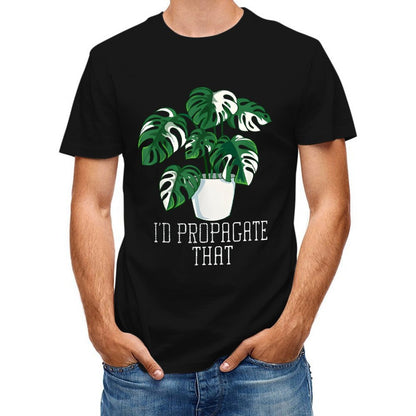 Inkmay Casual  Cotton T-shirt Green Plant In White Pot Holder Unisex T-shirtRefined CleanCut T-Shirt